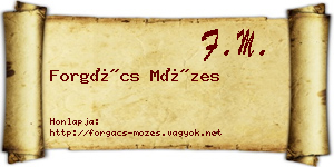 Forgács Mózes névjegykártya